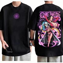 Vienas Gabalas Boa Hancock Marškinėliai Unisex Anime Grafinis Spaudas Apvalus Kaklas Grynos Medvilnės Per dideli Gatvės Stiliaus Viršutiniai Drabužiai Vyrams Moterims 4XL pink