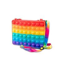 Ryški vaivorykštės makaronų Pop It krepšys iPad dėklas su jutiminiu burbuliukų Fidget žaislu Rainbow red