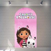 Cartoon girl cute dollhouse arch background baby shower decoration girl birthday party layout background double sided printing 2.6x5.2ft(80x160cm)