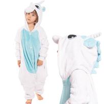 Children's children's kigurumi onesie unicorn blue 115-125 cm white