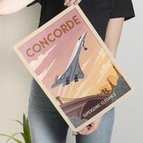 Concorde Supersonic Elegance Sign Airplanes Poster Wall Art of Murals Custom Metal Tin Signs for Wall Art Decoration Coffee Bar 20x30cm（7.8x11.8inch） gray