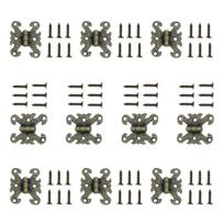 Ornamental Chest Case Hinge Hardware in a 10-Piece Set, 40 x 30 mm Four-Screw Mount for Gift Packaging and Wood Trunks