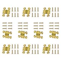 Ornamental Chest Case Hinge Hardware in a 10-Piece Set, 40 x 30 mm Four-Screw Mount for Gift Packaging and Wood Trunks auksas