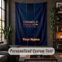Personalized Wall Tapestry,Red Bull Racing Custom Text, Soft Fabric Wall Art For Indoor Decoration 100cmx150cm