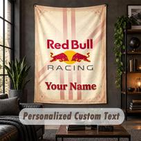 Personalized Wall Tapestry,Red Bull Racing Custom Text, Soft Fabric Wall Art For Indoor Decoration 180cmx200cm