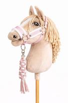 Hobby Horse Set: A3 Halter with White Fur + Rope Lead - White and Powder Pink