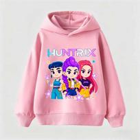 KPop Demon Hunter Rumi Derpy Cartoon Girls Boy Hooded Sweatshirt Warm Children's Korean Wave Fashion Tops Casual Clothinf 130 pink