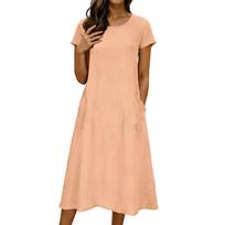 Ladies' Casual And Fashionable Color Slim Fit Fashionable Long Dress S chaki