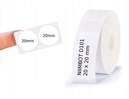 Niimbot apvalios termolipnios etiketės, 20 × 20 mm, 300 vnt., įkraunamos
