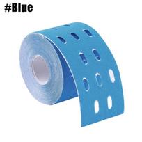 1 Roll Cotton Waterproof Kinesiology Tape For Sports Pain Relief Support Recovery Therapeutic Punch Hole Design mėlyna