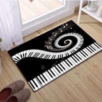 Kūrybiškas muzikos pianino klaviatūros natų apvalus kilimėlis, juodai baltas sūkurinis dizainas, neslystantis, skalbiamas mašinoje, grindų kilimėlis namų kambario dekoravimui 40x120cm white