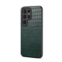 Luxury Vintage Business Crocodile PU Leather Phone Case For Samsung Galaxy S26 Ultra S25 S24 S23 Plus Slim Shcokproof Back Cover Galaxy S24+ žalia
