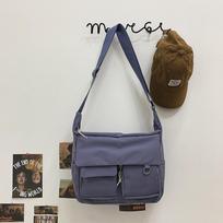 Multi-Pocket Nylon Messenger Bag for Women Casual Crossbody School Book Bag Korean Ulzzang Style Shoulder Bag gray