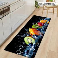 1Pcs Splashing Fruit Pattern Non-Slip Washable Area Rug Runner for Entryway, Living Room, Bedroom & Patio 60X90cm black