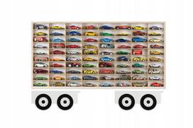 Medinė lentyna automobiliams su spyruoklėmis, 80 vietų, HOT wheels, organizatorius, priekaba