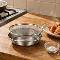 Stainless Steel Fry Basket Easy to Clean Oil Draining RustResistant Mesh Tray Rack and Tray - Wo gray