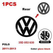 120mm 110mm 3D ABS Car Front Hood Emblem NMGJ Rear Trunk Badge Sticker Accessories For Volkswagen Polo 2011-2013 35D853630 6R0853600A Polo 2011-2013 black