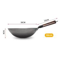 Craft Wok Flat Hand Hammered Carbon Steel Pow Wok Kitchen Cookware with Wooden and Helper Steel Handle (14 Inch, Flat Bottom) gray