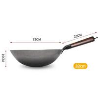 Craft Wok Flat Hand Hammered Carbon Steel Pow Wok Kitchen Cookware with Wooden and Helper Steel Handle (14 Inch, Flat Bottom)