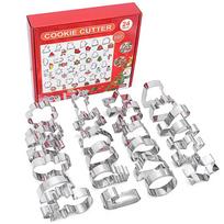Christmas 24piece Steel Stainless Cookie Cutters Tree Gingerbread Man Snowflake Mill 24-piece christmas cookie cutter set gray