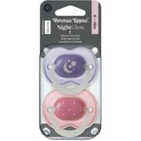 Tommee Tippee NightGlow Soother 6-18m čiulptukas Girl 2 vnt.