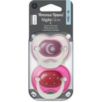 Tommee Tippee NightGlow Soother 18-36m čiulptukas Girl 2 vnt.