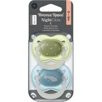 Tommee Tippee NightGlow Soother 0-6m čiulptukas Boy 2 vnt.