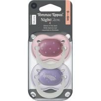 Tommee Tippee NightGlow Soother 0-6m čiulptukas Girl 2 vnt.