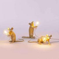 Pelės stalo lempa Šiaurės šalių gyvūnų lempa Svetainės valgomojo miegamojo drabužių parduotuvė Animacinių filmų dervos stalinė lempa Prone mouse-EU auksas