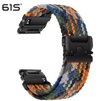 61S elastinė parakordo apyrankė laikrodžio apyrankei, skirta „Garmin Fenix ​​8“, „7X Pro“, „955“, „965“ 22mm black