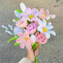 DIY Handmade Twist Stick Bouquet: Lily & Rose Valentine's Gift for Bestie or Girlfriend white