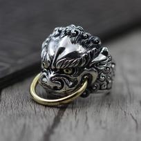 Chinese Style Pixiu Ring Men's Hip-hop Trendy Single Ring Retro Open Ring one size(US size 6-13) sidabras
