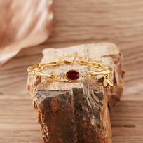 Natural Gemstone Tanzanian Garnet Olivine Topaz Bracelet Women'S S925 Sterling Silver Colored Treasure Bracelet beige