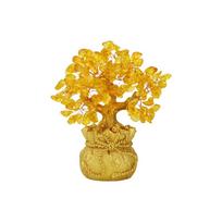 Yellow Crystal Lucky-Tree Desktop Ornaments Chinese Feng Shui Money Tree Decor S yellow