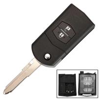 2 3 Button Remote Key Fob Shell Case Folding Flip For Mazda 2 3 5 6 CX-7 / CX-9 / MX-5 With Uncut Blade Replacement Parts B gray