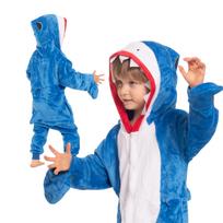 Children's pyjamas kigurumi onesie costume blue shark 135-145 gray