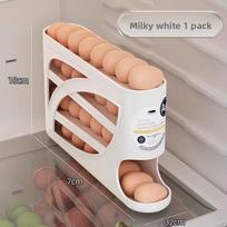 Innovative 4-Layer Sliding Egg Carton: Large-Capacity Automatic Egg Roller for Refrigerator Door Storage kremas spalva