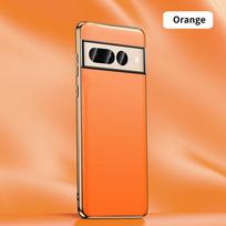 Phone Case for Google Pixel 8 9 Pro XL 7 6 Pro 7A 6A Luxury Genuine Cowhide Leather Plating Shockproof Full Protection Cover For Pixel 9 oranžinė