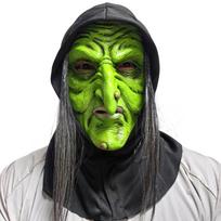 Visą veidą dengianti raganos kostiumo kaukė iš latekso su senu, raukšlėtu veidu ir ilgu nosies look'u Halloweeno vakarėliui, cosplay'ui, scenai ir vaidmenų žaidimams 1 green