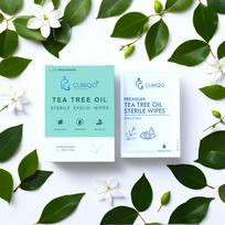 CLINIQO Tea Tree Oil Sterile Eyelid Wipes, Set of 20 (20x15cm) | Natural Lid & Lash Cleanser for Itchy Irritated Eyes, Digital Eye Strain Relief, blue