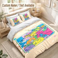 Mr. Men & Little Miss Bedding Set, 1 Duvet Cover & 2 Pillowcases Soft Comfortable Bedroom Home Textile Decor 140cmx200cm