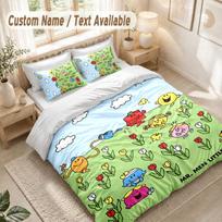 Mr. Men & Little Miss Bedding Set, 1 Duvet Cover & 2 Pillowcases Soft Comfortable Bedroom Home Textile Decor 180cmx210cm