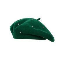 Starry Sky Wool Beret Solid Color Artist Hat Fashion Retro Painter Hat  Autumn žalia