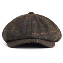 Vilnonė kepuraitė-beretė vyriška Razor Party Peaky Blinders Britiška retro aštuonkampė kepurė rudens ir žiemos šilta beretė Brown black