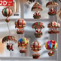 30Pcs Christmas2025 2D New Christmas Hot Air Balloon Santa Acrylic Hanging Decor Bedroom Living Room Wall Home Decoration as picture gray