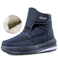 Thickened Middle Aged Elderly Men Anti Slip Cotton Boots Plush Warm Casual Snow Boots 47 tamsiai mėlyna spalva