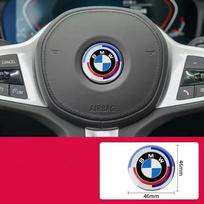 For50 years steering wheel emblem 45mm badge sticker for BMW 1 3 5 6 7 series logo interior decoration accessories. 45mm gray