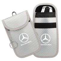 For Mercedes Benz W211 W203 W204 W210 W124 AMG W202 W212 W222 Car Key Case Signal Blocker Bag RFID Shielding Pocket Accessories gray