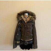 Moterų Rudens Žiemos Vintažinė Striukė su Nuimamu Kailiniu Apykakle, Džinsine Kišenė, Slim Fit Y2K Švarkas, Gatvės Chic Viršutinis Drabužis, Šilta Striukė 2025 M ruda