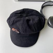 Women Corduroy Beret Hat Vintage Buttons Autumn Winter Octagonal Newsboy Cap Korean Girl Solid Color Painter Artist Peaked Hats juoda